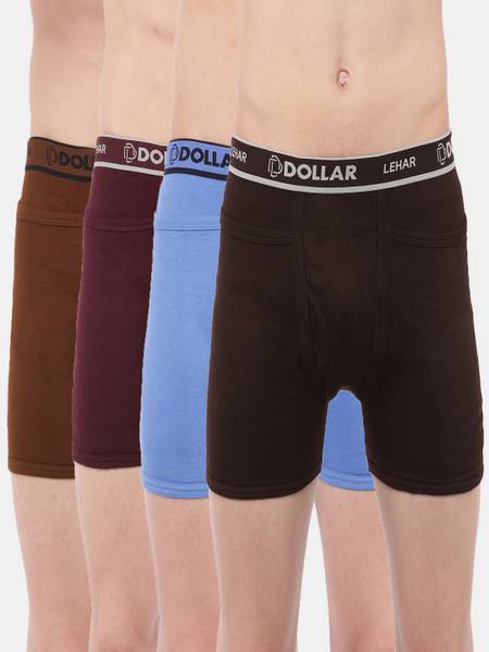 Dollar Men Dollar Lehar Mens Combed Cotton Trunk - Pack of 4 - Actual Colour May Vary Brief