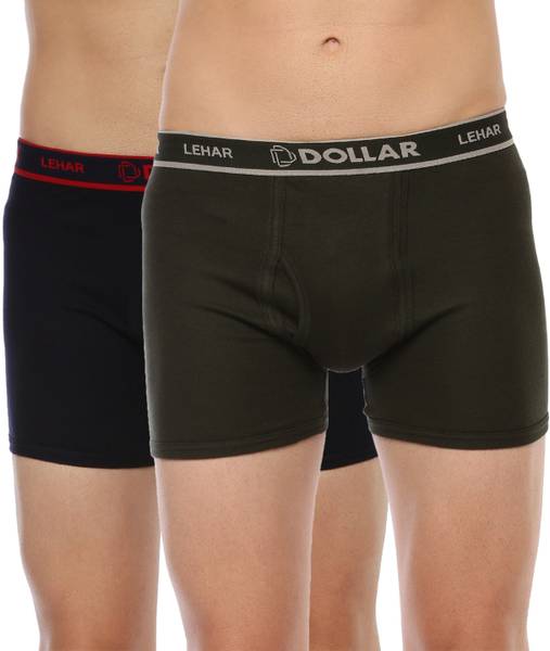 Dollar Men Dollar Lehar Mens Combed Cotton Trunk - Pack of 2 - Actual Colour May Vary Brief