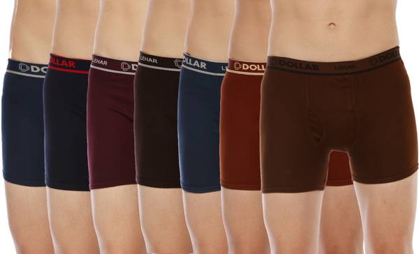 Dollar Men Dollar Lehar Mens Combed Cotton Trunk - Pack of 7 - Actual Colour May Vary Brief