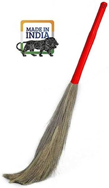 DEALBOOTH Soft Premium Grass Broom Stick for Moduler Home Monkey 555 Plastic Handle Grass Dry Broom