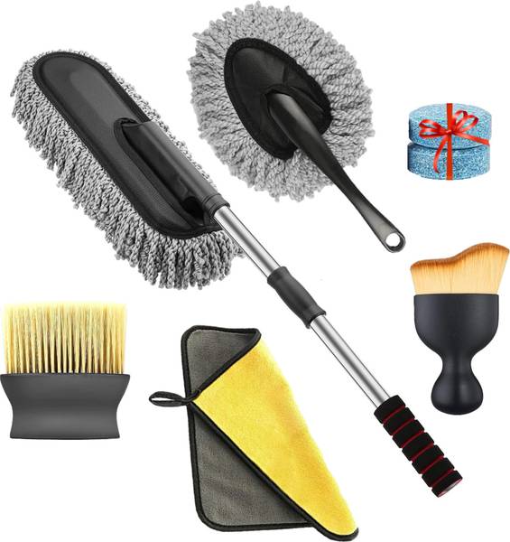 CUERARPO 5pcs Vehicle washing Car Cleaning Duster Interior Exterior cleaning brush, cloth Wet and Dry Duster Set