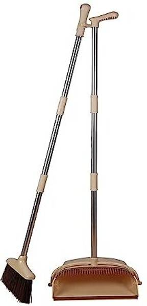 vksales Broom and Dustpan Set Stand Up Broom Head and Dust Pan Combo Microfibre Wet and Dry Brush