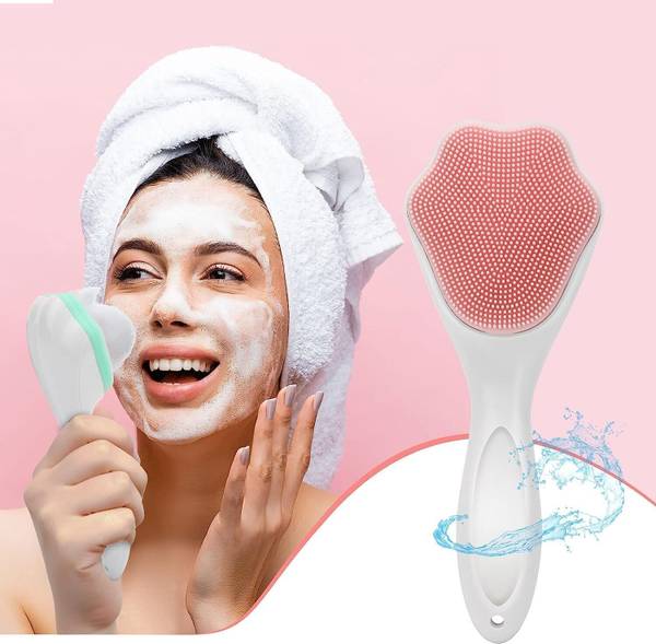 crownsmill Silicone Face Scrubber Exfoliating Brush, Manual Handheld Facial Cleansing Brush