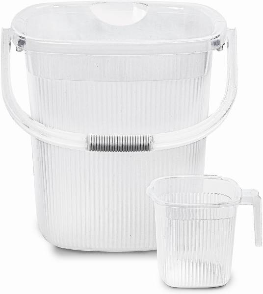 GALOOF 25L Transparent Strong Plastic Bucket Mug Bathroom Set of 2 for Bathroom 25 L Plastic Bucket