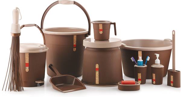 Liza 11pc Bathroom Essential Set For Home, Kitchen & Bathroom Include 18L Tub, 20 L Plastic Bucket