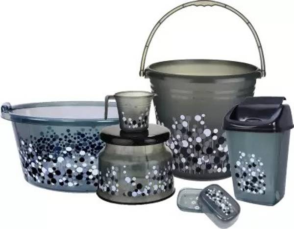 SIDDHESHWAR TRADING Frosty 6 pcs Bathroom Set, Tub (20 L), Bucket, Dustbin, Mug, Stool, Soap Case - 20 L Plastic Bucket