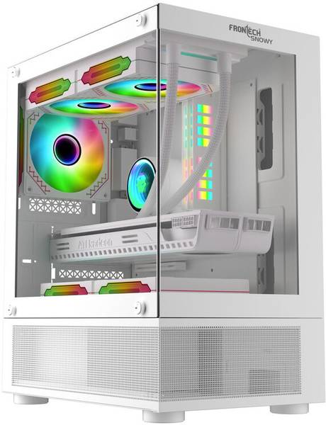Frontech SNOWY Gaming Computer Case with 1+1 USB(1.1&3.0) HD Audio| Acrylic Panel| 2x RGB Mid Tower Cabinet