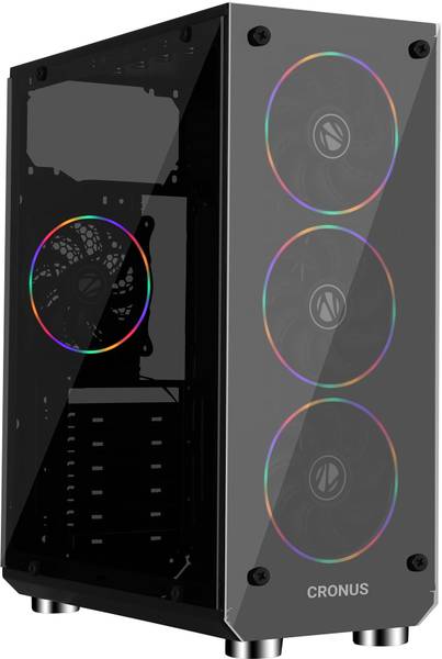 ZEBRONICS CRONUS Gaming Cabinet, Mid-Tower, 4 RGB Fans, AIO Support, Glass Mid tower Cabinet