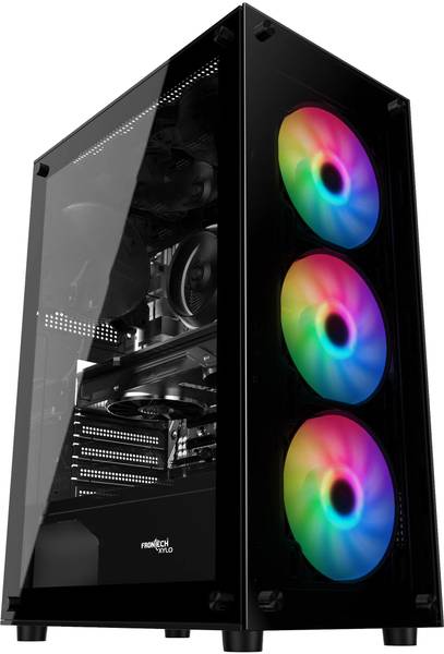 Frontech XYLO Gaming Computer Case with 2-USB 1.1|HD Audio & Tempered Glass Panel RGB Fan Mid Tower Cabinet