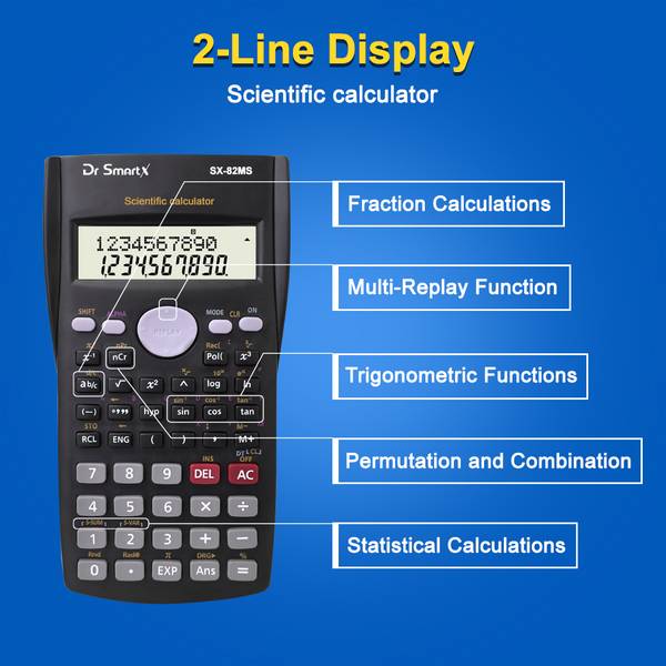 Dr SmartX SX -82MS 240 Functions 2nd Gen Non-Programmable Scientific Calculator & 2-line Display Scientific Calculator