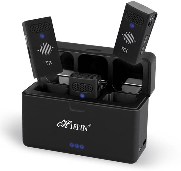 Hiffin HWM-50 Wireless Microphone System, Noise Cancellation, Multi-Person Recording Camera Microphone