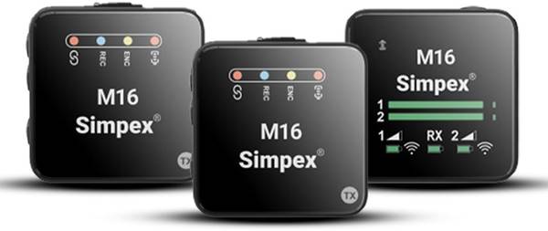 Simpex M16 Professional Wireless Mic with Dual Transmitter & Charging Case Camera Microphone