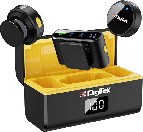 DIGITEK DWM-116 2.4GHz 2-in-1 Wireless Mic with 40m Range 6Hr Use for Smartphone & DSLR Camera Microphone