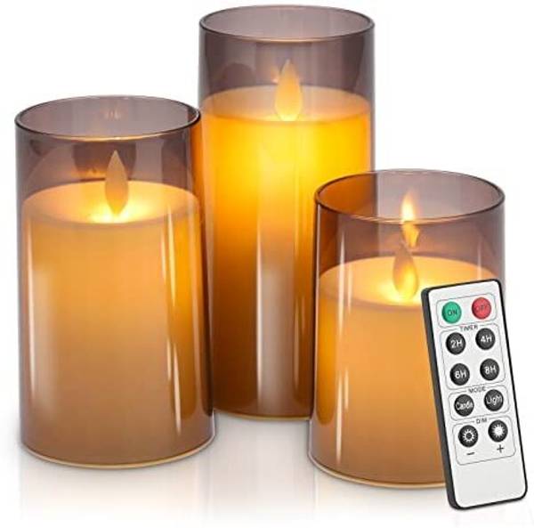 VEROX Acrylic Flameless LED Candles with Remote Control and Timer - AA Battery-Powered Candle