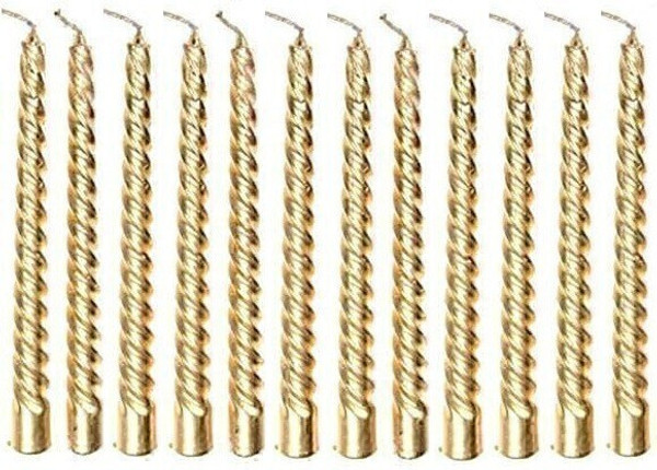 CHIKLIT ENTERPRISE Pack of 12 Pcs Golden Spiral 10 Inch Long Candles, Golden Taper Candles Inch Candle Candle