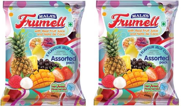 Malas Frumelt -With Real Fruit Juice & Nata de Coco(260g X2) Mix Flavours Jelly Candy