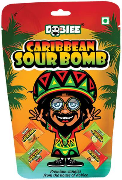 DOBIEE Caribbean Sour Bomb | Zatka Candy | For Travel & Gifting | Sour & Sweet Flavours Cola, Lemon, Watermelon, Tamarind Candy