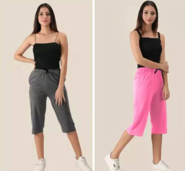Rithi Fashion Women Pink, Grey Capri