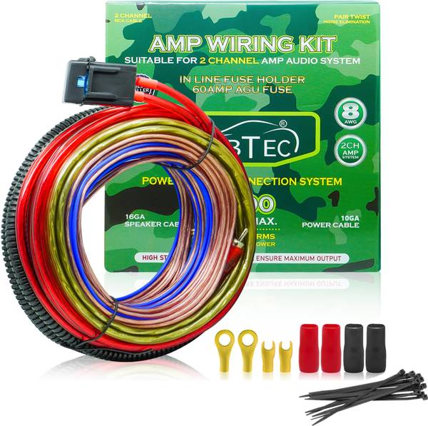 FABTEC 10 Gauge Dual channel Copper Wire Kit 2500W For Amps & Bass Tube Audio Two Class AB Car Amplifier
