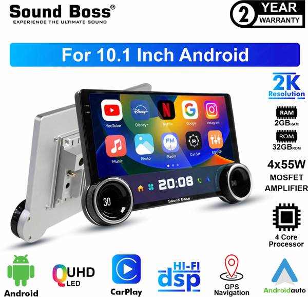 Sound Boss QLED 2K Diamond Series Androidify 3rd Generation 10.1 Inch (2GB/32GB) Android Car Stereo