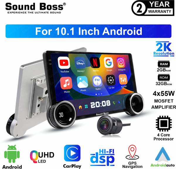 Sound Boss 2K Diamond Series Androidify 3rd Gen 10.1 Inch 2GB/32GB Android With AHD Camera. Car Stereo