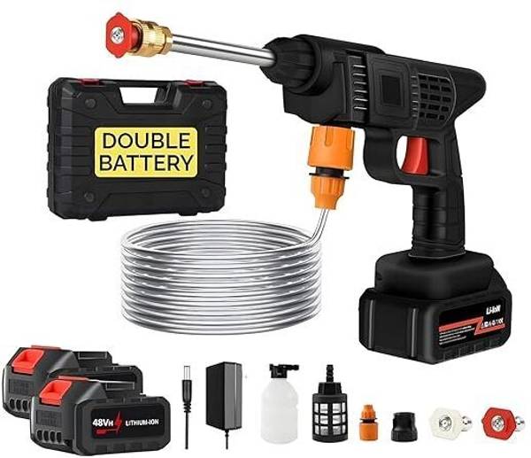 EWAMALIYA SALES WEAMALIYA-Cordless Pressure Washer Gun Car Wash Bike Washing Cleaning 2 Battery Spray Gun