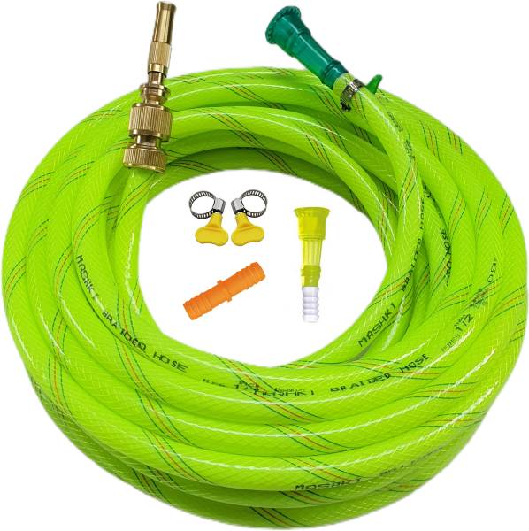 MASHKI 15 Meter (50 Feet) 1/2 Inch (12.5mm) 3 Layered Braided Water with Brass Nozzle Sprayer For Garden, Car Wash, Floor Clean,Easy to Connect Pipe H...