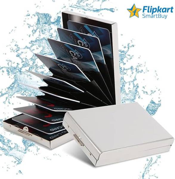 Flipkart SmartBuy Exclusive Silver Stainless Steel RFID Secure credit/debit Slot 10 Card Holder