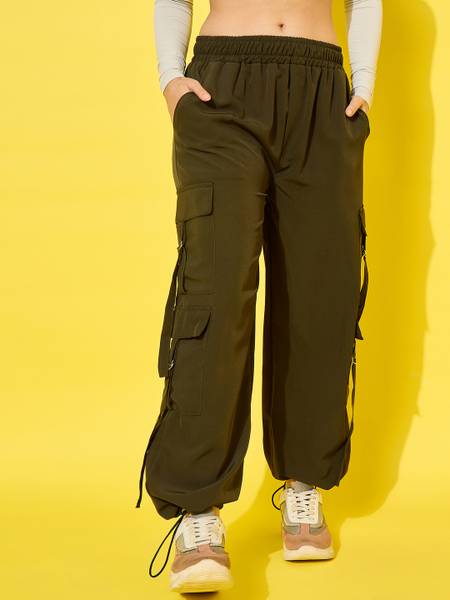 DIMPY GARMENTS Loose Fit Women Dark Green Trousers
