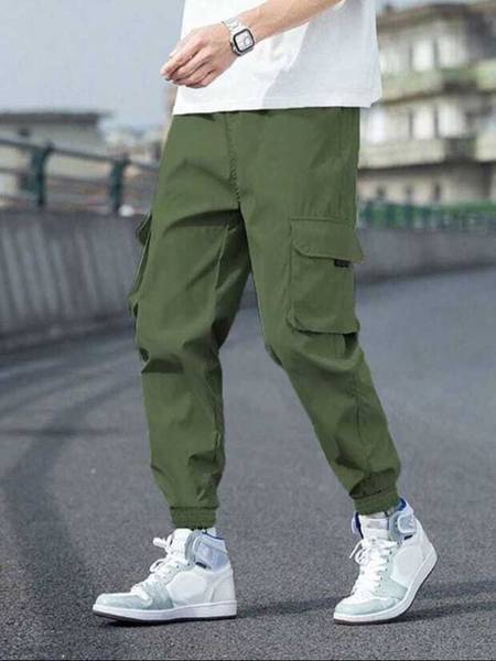 H and m green trousers store