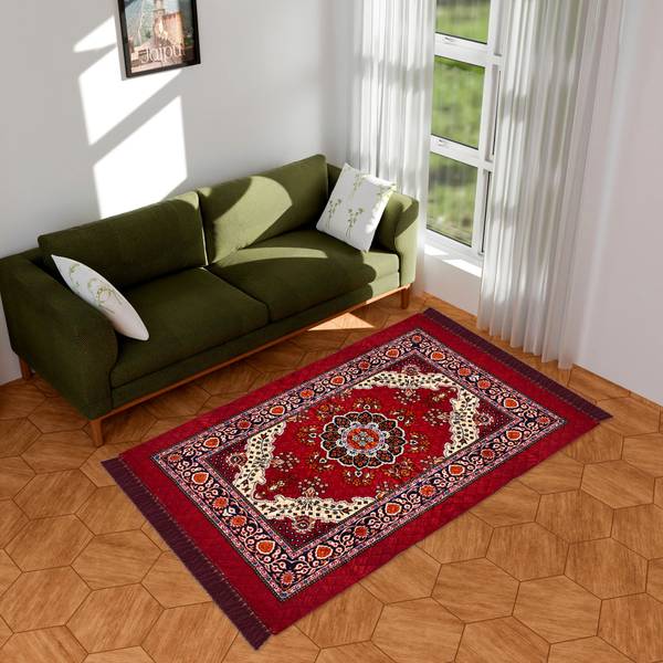 KUBER INDUSTRIES Maroon Velvet Carpet