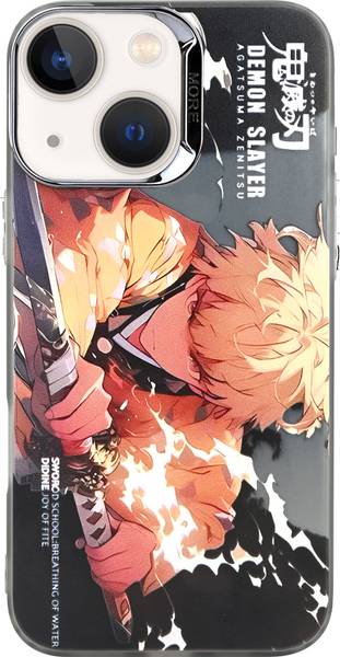 MS-Shield Back Cover for Apple iPhone 13, 3D Anime Demon Slayer Zenitsu, Embossed High Quality Back Case