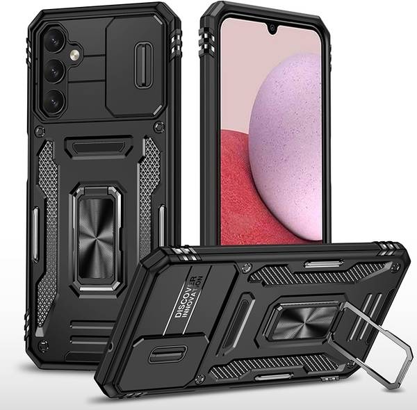 ShieldTech Back Cover for Samsung Galaxy S23 5G, Sliding Camera Shield & 360 Protection Ring Stand Mobile Phone Case