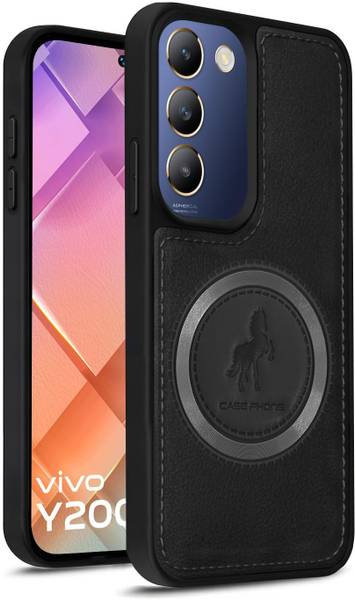 Vaku Luxos Back Cover for Vivo Y200e 5G, Astrid Leather Stitched Magsafe Phone Case Camera Screen Protector