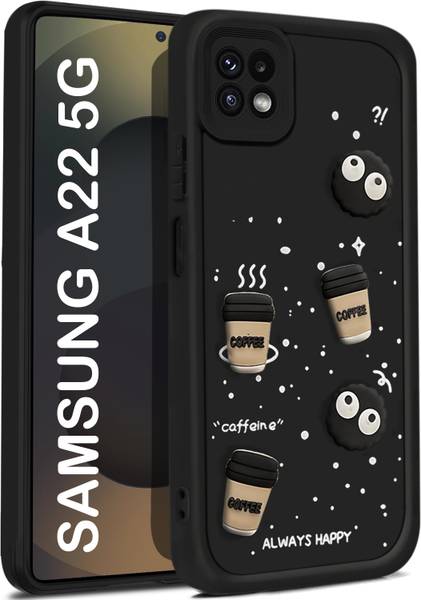 Vshop Back Cover for Samsung Galaxy A22 5G, Samsung Galaxy F42 5G Cute Fun Cartoon 3D Ball Coffee Case