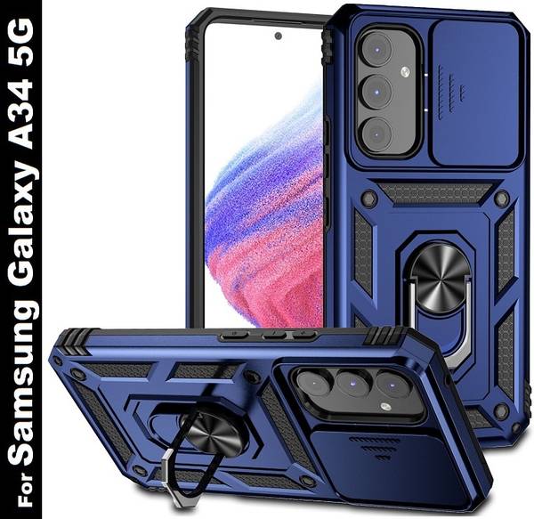 Moshking Back Cover for Samsung Galaxy A34 5G Slide Camera Case | Heavy Military Grade 360 Protection Phone Case