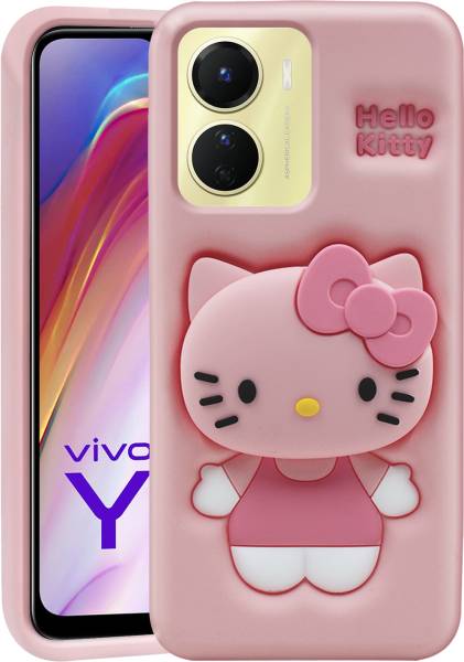Asgeot Back Cover for Vivo T2X 5G Cute Hello Kitty Soft Case with Kitty Face Holder for Girls (Pink)