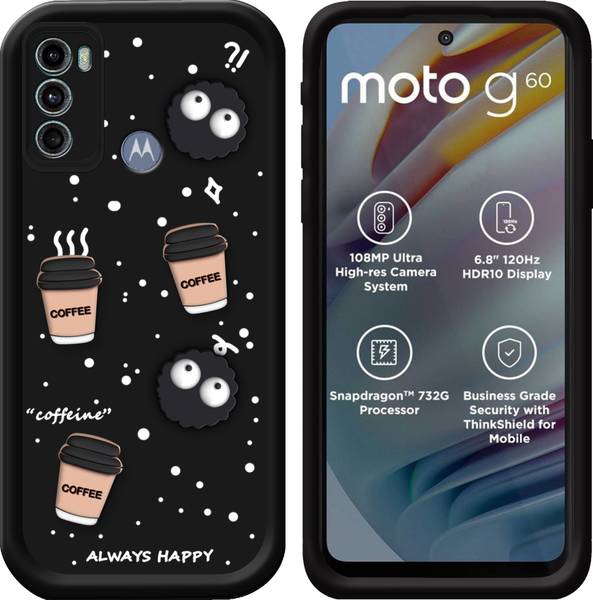TRIESTER Back Cover for 3D Cute Coffee & Cartoon Design Soft Back Cover for Motorola G60