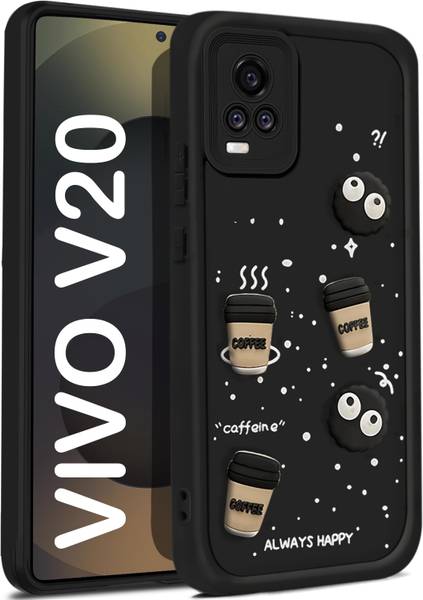 Vshop Back Cover for Vivo V20, Vivo V21E, Vivo Y73 Cute Fun Cartoon 3D Ball Coffee Case