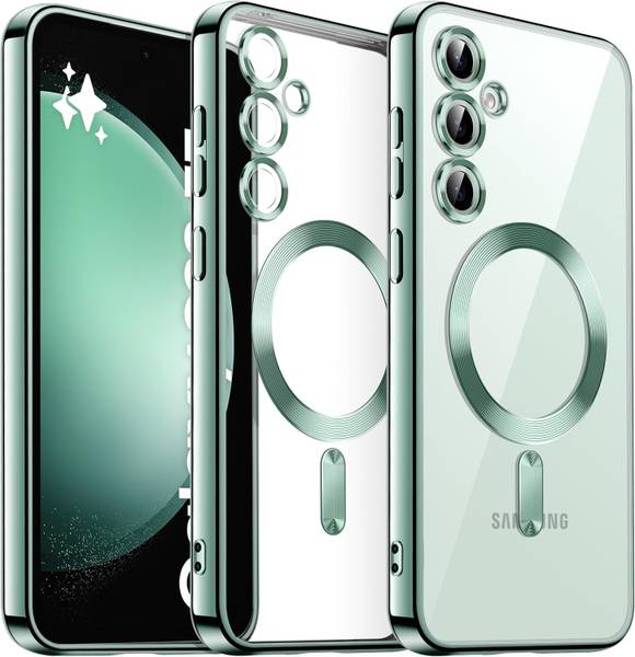 VONZEE Back Cover for Samsung Galaxy S23FE, Magsafe Compatible Built-in Camera Lens Protector Plating Case