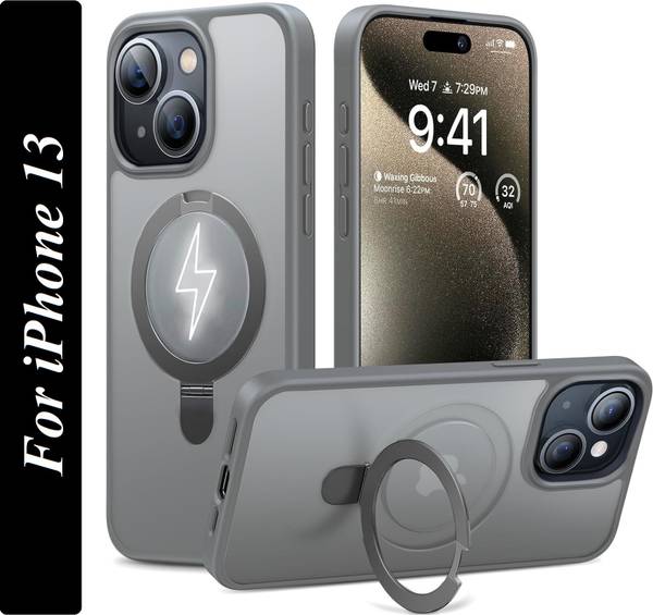 Coverskart MagSafe Ostand Back Cover for Apple iPhone 13, Frosted Utlra Hybird MagSafe Case