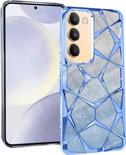 casohitech Back Cover for Vivo Y200E, Vivo T3, Geometric 3D Cube, Diamond Bling Shiny