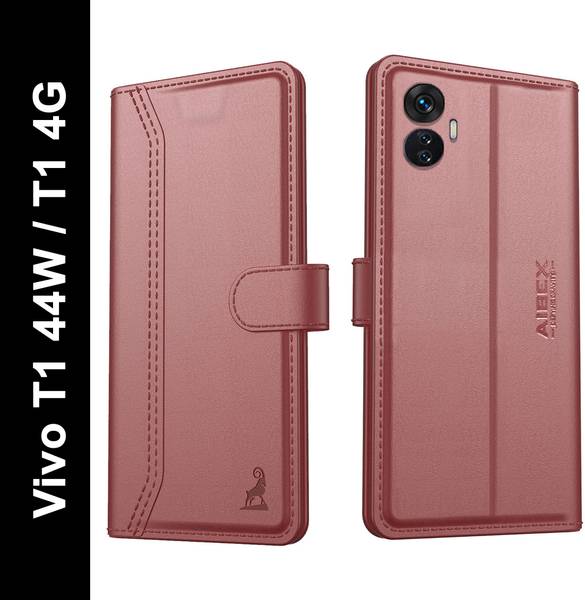 AIBEX Flip Cover for Vivo T1 44W / Vivo T1 4G| Premium Leather Finish | Magnetic Closure | Kickstand Feature