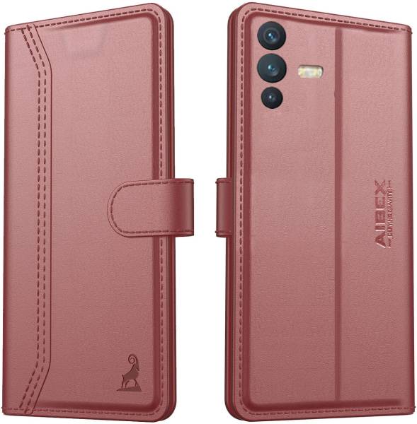 AIBEX Flip Cover for Vivo V23|Vegan PU Leather |Foldable Stand & Pocket |Magnetic Closure