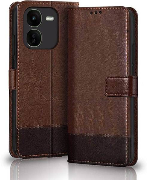 SESS XUSIVE Flip Cover for iQOO Z9X 5G -Dual-Color Leather Finish Wallet - Coffee & Brown