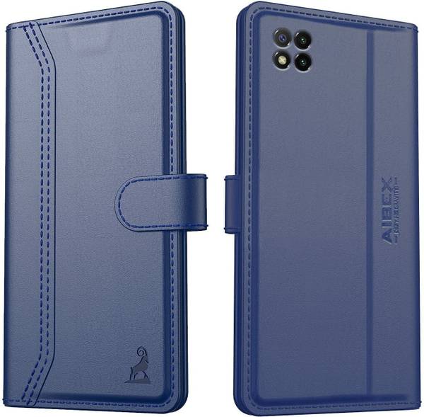 AIBEX Flip Cover for Poco C3|Premium Leather Finish | Magnetic Closure | Kickstand Feature | Shockproof