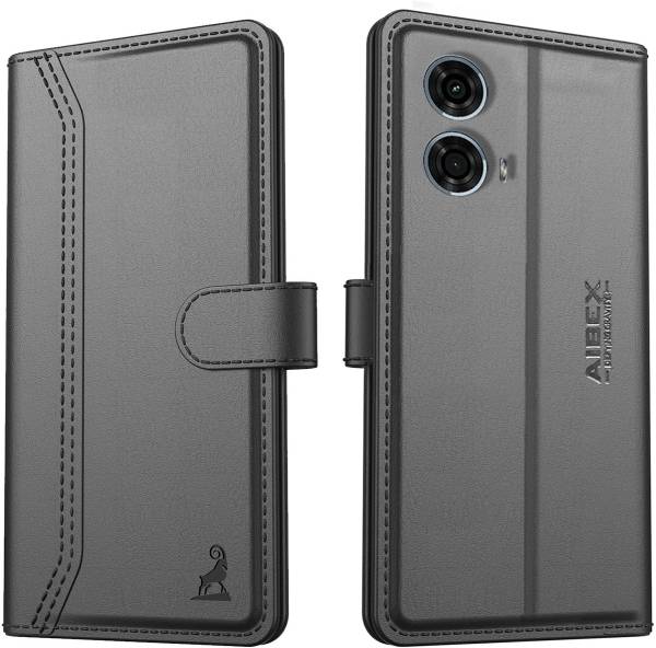 AIBEX Flip Cover for Motorola G34 5G |Vegan PU Leather|Foldable Stand & Pocket |Magnetic