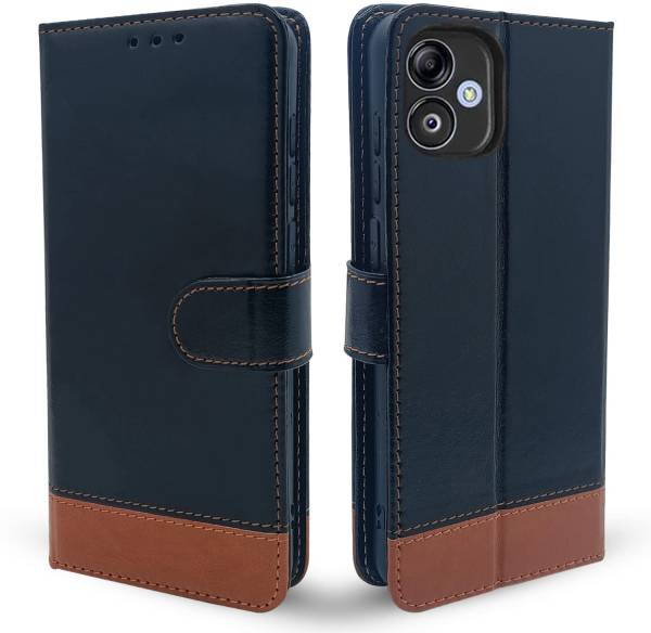 SESS XUSIVE Flip Cover for Samsung Galaxy F14 5G -Dual-Color Leather Finish Wallet - Black & Brown