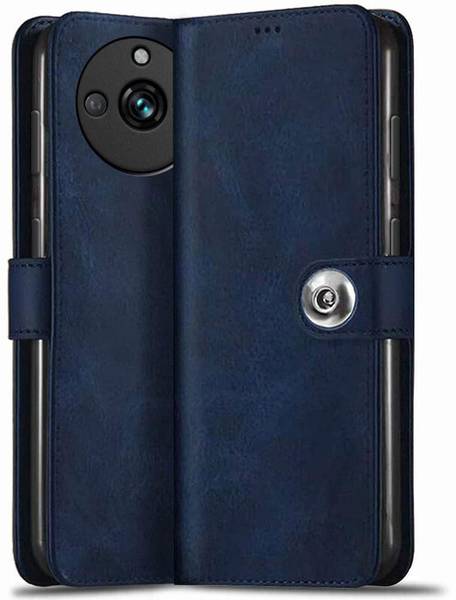 PAKME XUSIVE Flip Cover for Realme Narzo 60 Pro 5G Designer Button Magnet Closure - Button Blue