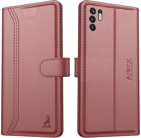 AIBEX Flip Cover for Redmi Note 10T 5G / Poco M3 Pro 5G|Premium Leather Finish | Magnetic Closure | Kickstand